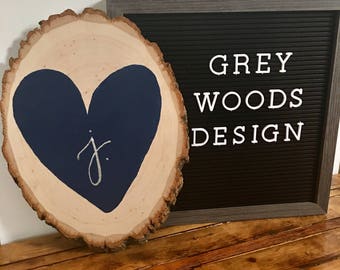 Customizable Heart Wood Slice | Name or Initial Wood Slice