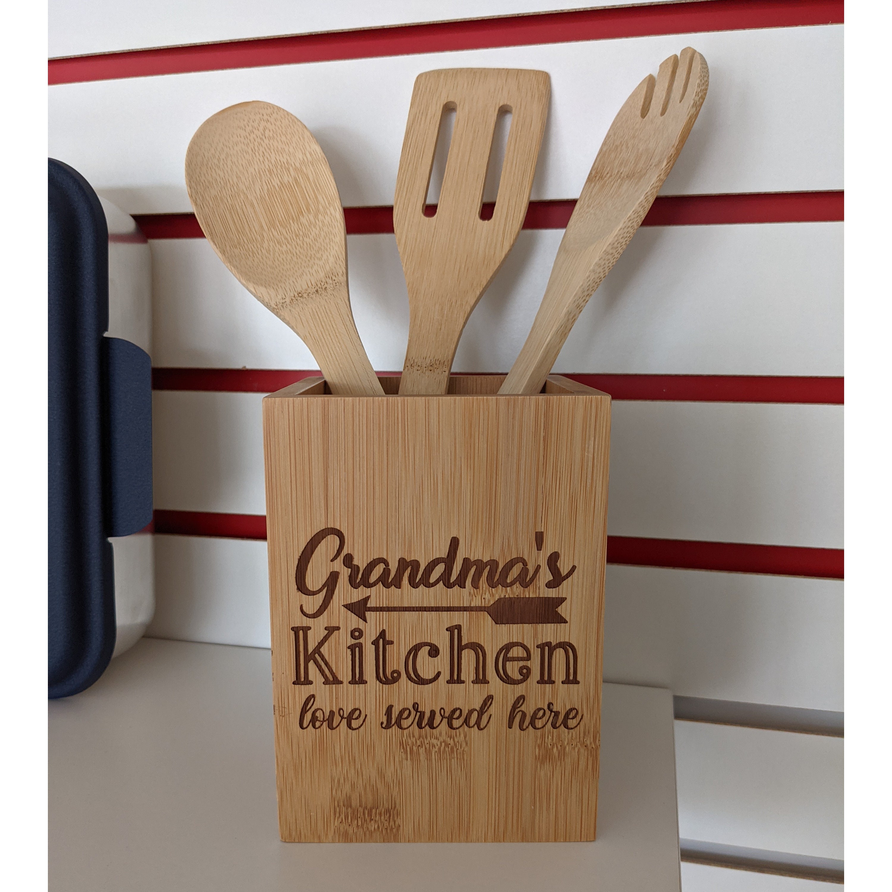 Custom Bamboo Kitchen Utensil Holder Personalized Utensil Etsy