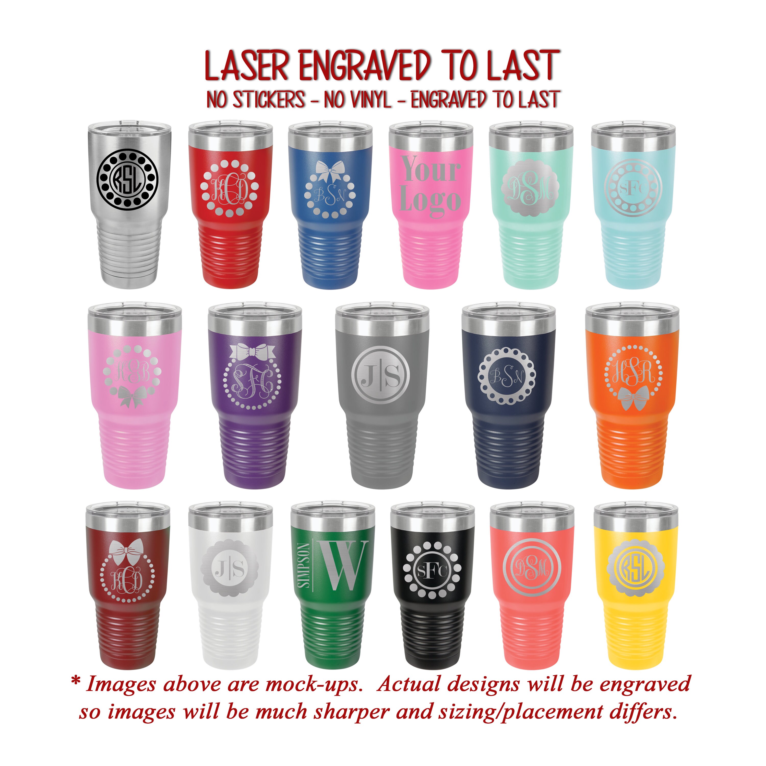 Monogrammed Tumbler Engraved Tumbler Personalized Laser Etsy