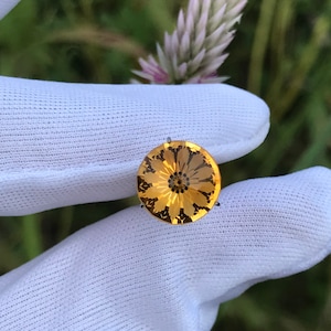 Citrine, 10 mm Brilliant Flowers Design Custom faceted Natural Gemstone, Citrine, Frosted facets Unique designed gemstone
