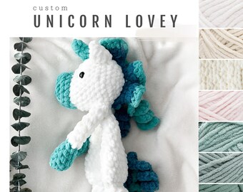 Unicorn Snuggle Buddy - Made To Order | Unicorn Lovey | Crochet Unicorn | Handmade Gifts