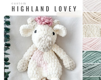 Highland Cow Snuggler - Made To Order | Highland Cow Lovey | Crochet Highland Cow | Handmade Gifts