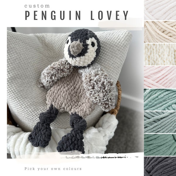 Câlin pingouin - Fabriqué sur commande | Pingouin Lovey | Pingouin au crochet | Cadeaux faits main