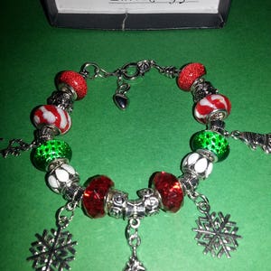 Silver Designer Holiday Charm Bracelet, Hand crafted European 925 Silver Jewelry, Charm Bracelet Silver, Gifts for her, Christmas Jewelry