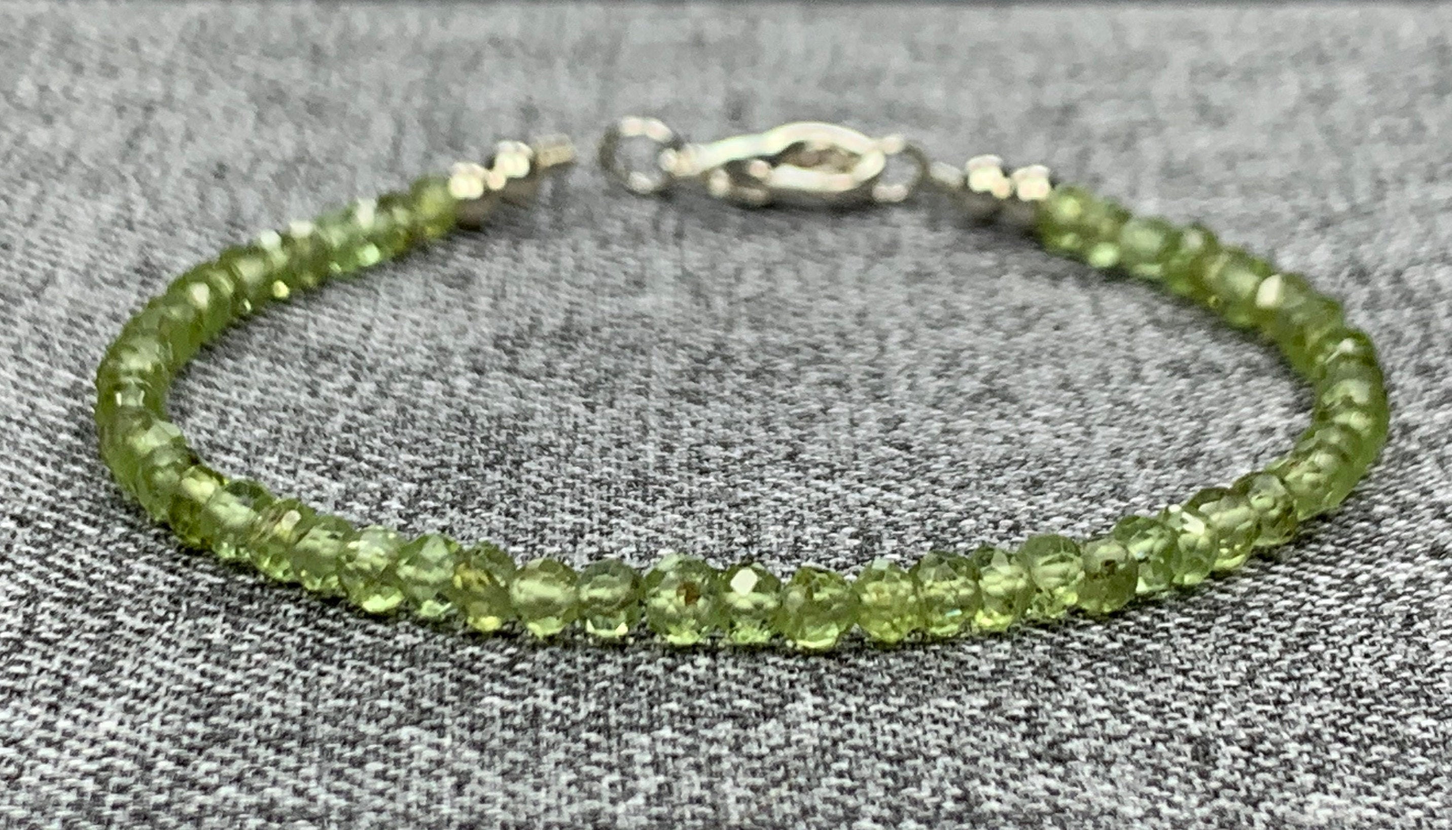 Peridot Bracelet Made With Small 3 Mm Faceted Genuine Gemstone Etsy