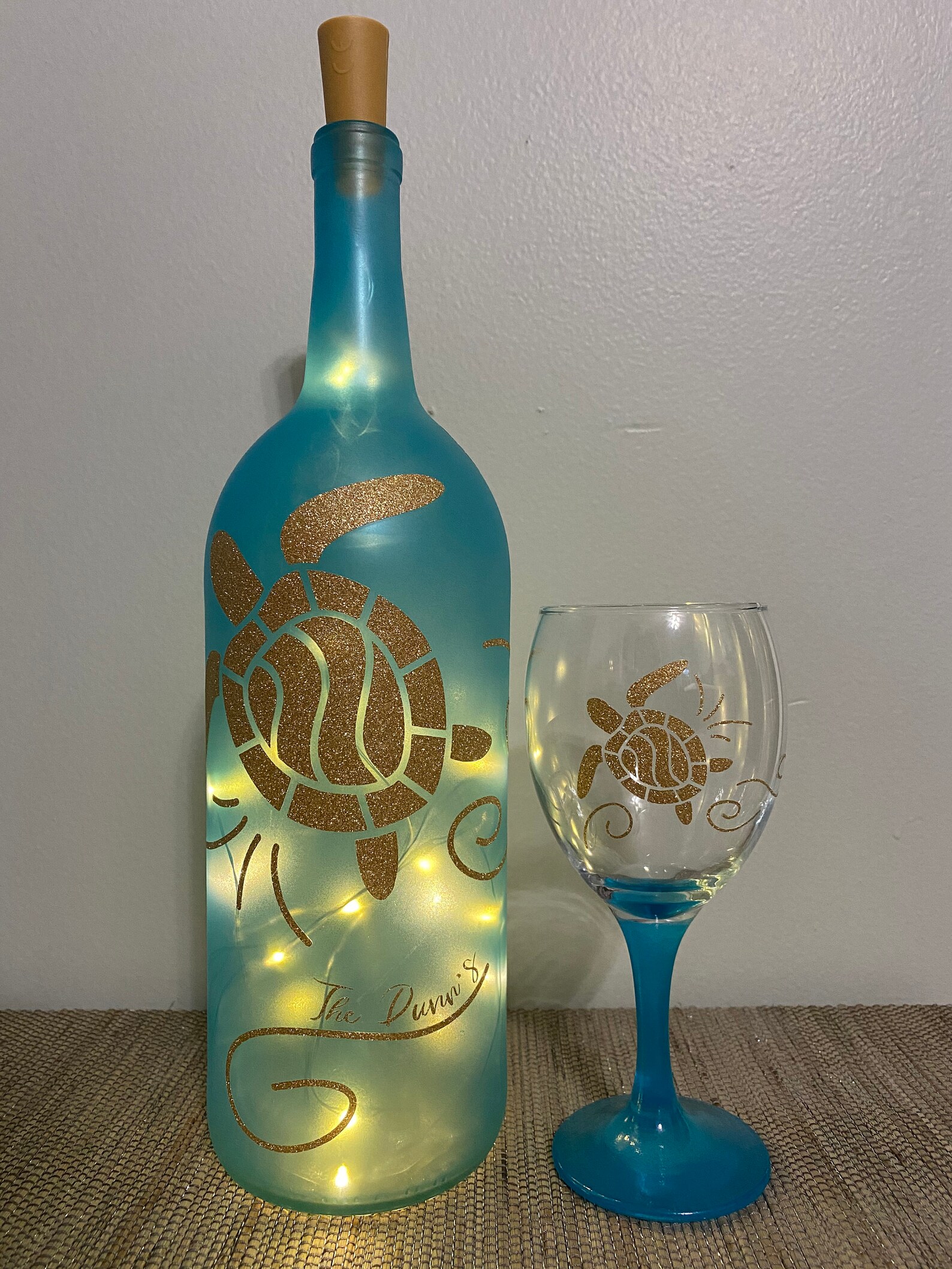 Personalized Light Up Turtle Wine Bottle with Matching Wine Etsy