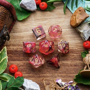 Blood and Smoke | Resin Dice Set | D&D Dice Gift Set | 7 Piece Polyhedral Dice Set | Pathfinder, Dungeons and Dragons, Tabletop Games