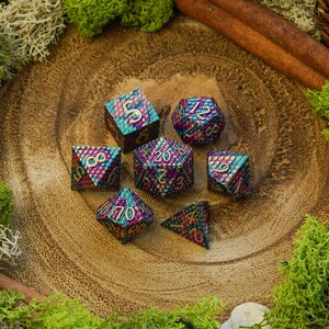 Dragon Scale | Metal Dice Set | D&D Dice Gift Set | 7 Piece Polyhedral Dice Set | Pathfinder, Dungeons and Dragons, Tabletop Games