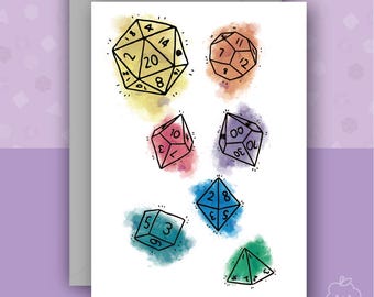 D&D Rainbow-dobbelkaart | Grappige DnD/RPG-kaart | A6-kaart met zilveren envelop | Pathfinder, DnD, tafelspellen