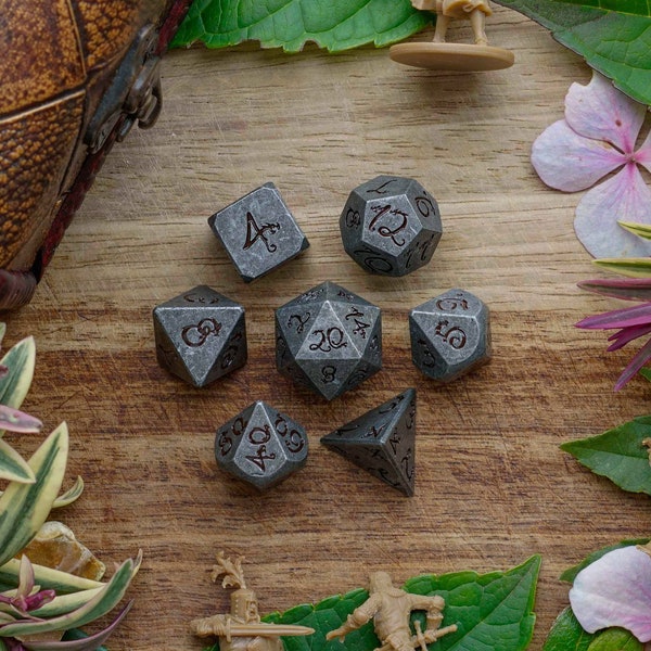 Stone Dragon | Metal Dice Set | D&D Dice Gift Set | 7 Piece Polyhedral Dice Set | Pathfinder, Dungeons and Dragons, Tabletop Games