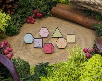 Pastel veelvlakkige dobbelstenen houten oorbellen set | D&D/RPG-cadeau | Houten sieraden