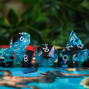 Twilight Depths | Sharp Edge Dice | D&D Dice Gift Set | 7 Piece Polyhedral Dice Set | Pathfinder, Dungeons and Dragons, Tabletop Games