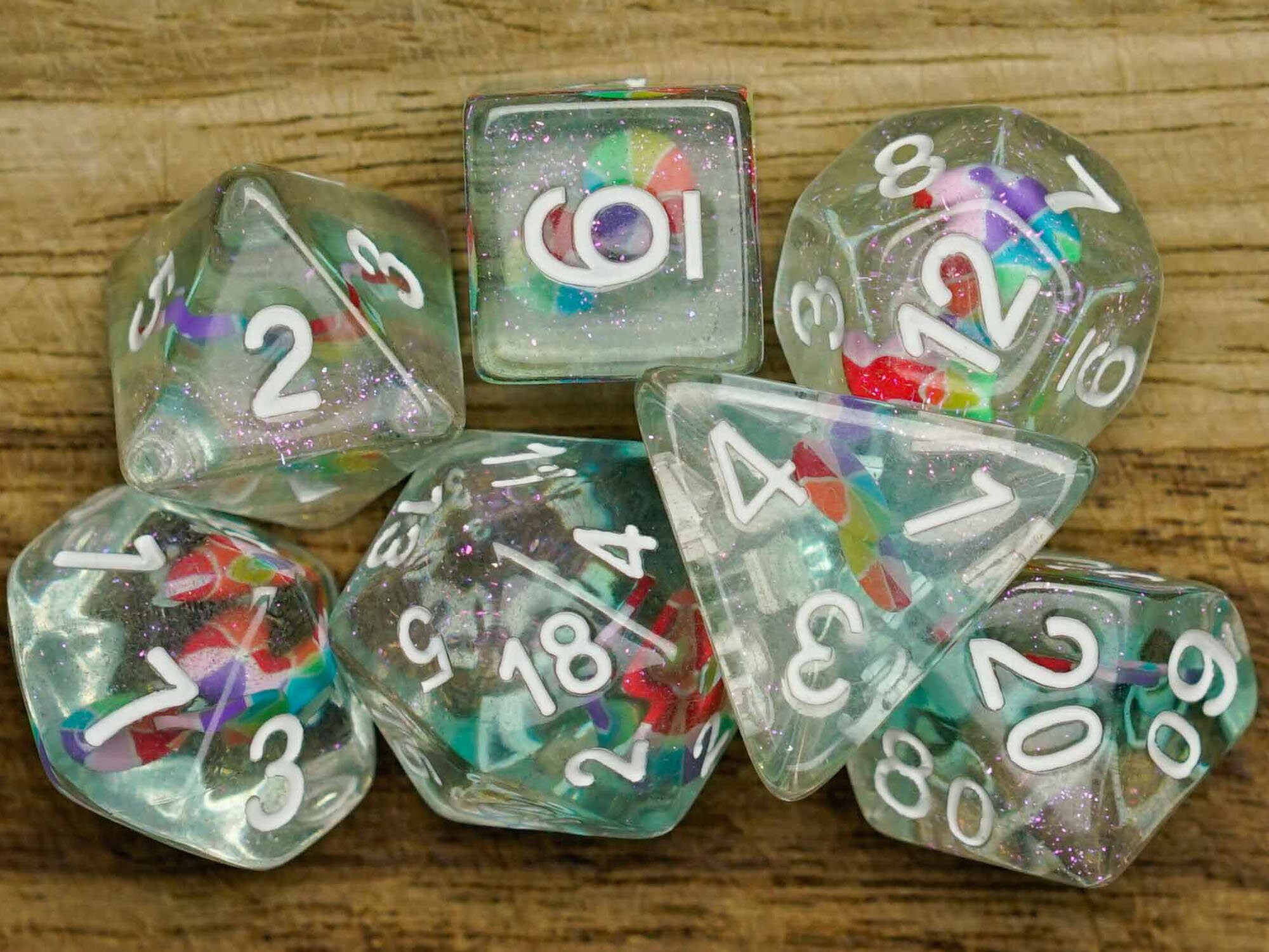 Rainbow Candy Dice D&D Dice Gift Set 7 Piece Polyhedral Etsy