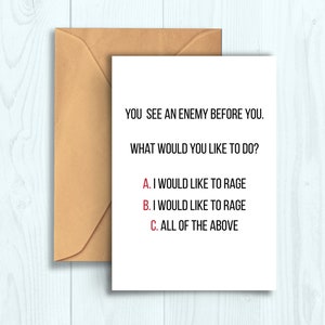 Would You Like to Rage? | Funny Barbarian D&D/RPG Card | A6 Size with Kraft Brown Envelope | Pathfinder, DnD, Tabletop Games 画像 1