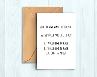 Wil je woeden? | Funny Barbarian D &D / RPG-kaart | A6 Formaat met Kraft Brown Envelope | Pathfinder, DnD, Tafelblad Games