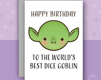 D&D World's Best Dice Goblin | Funny DnD/RPG Card | A6 Card with Kraft Envelope | Pathfinder, DnD, Tabletop Games