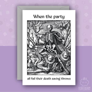 D&D Party Death Saving Throws | Funny DnD/RPG Card | A6 Card with Silver Envelope | Pathfinder, DnD, Tabletop Games