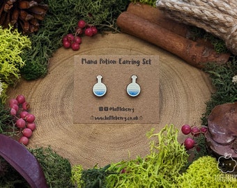 Mana Potion Houten Oorbellen | D&D/RPG Gift | Houten Sieraden