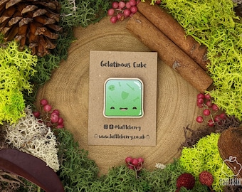 Gelatinous Cube Pin Badge | Wooden Pin Badge | Eco Friendly | D&D, TTRPG, Pathfinder, RPG Gift