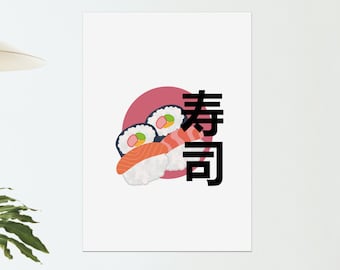 Sushi Poster A6 A5 A4 A3 A2 A1 Print Office Home Wall Japanese Food Gift Graphic Eco Print Travel Japan Fish Decor Fan Cute Art