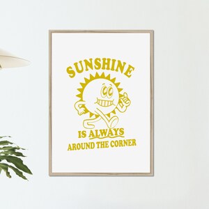 Il sole è sempre dietro l'angolo, poster A4 A3 A2 A1, stampa, ufficio, casa, parete, mantra, regalo, grafica, giorni migliori, stampa, arredamento, carino, arte vintage