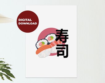 Sushi Digital DOWNLOAD ONLY Print FILE Any Size Home Japan Japanese Restaurant Quote Wall Decor Printable Art Downloadable Prints Eco Poster