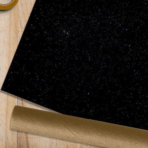 Stars in Space Rolled Tube Wrapping Paper - 1 2 5 METRE ROLL or 1 SHEET - Birthday Anniversary Gift Wrap Galaxy Black Nasa Universe Cosmos