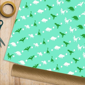 Dinosaurs Rolled Tube Wrapping Paper  - 1 2 5 METRE ROLL or 1 SHEET - Birthday Child Gift Wrap Trex Rraptor Kids Love Jurassic