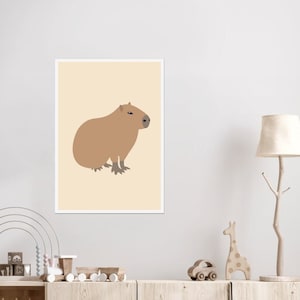 Póster de capibara A6 A5 A4 A3 A2 A1 Impresión para oficina, hogar, pared, regalo, sencillo, limpio, minimalista, abanico, naturaleza, animales, zoológico, niños, arte lindo