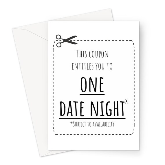 This Coupon Entitles You To One Date Night A5 Greeting Card Etsy