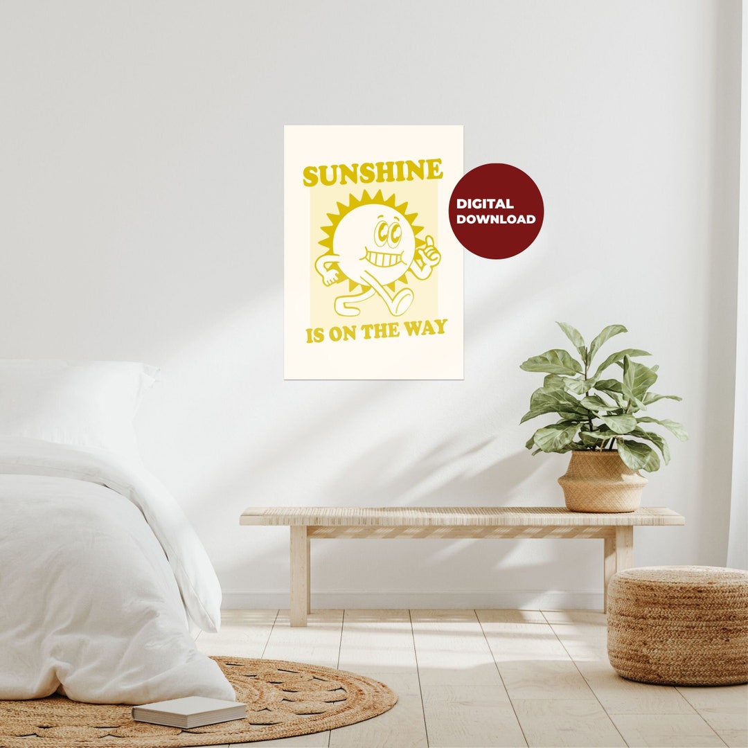 Sunshine on the Way Digital DOWNLOAD ONLY Print FILE Poster Cute Retro ...