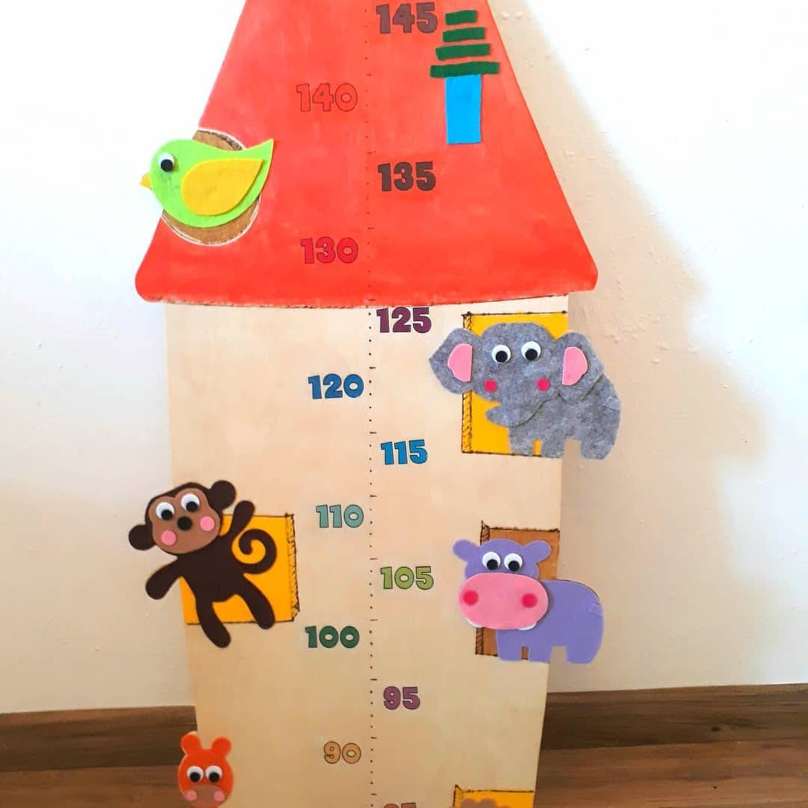 Height Chart for Kids Wall Mounted Animal House Etsy