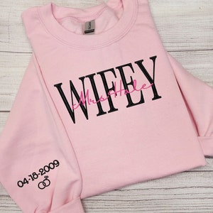 Personalized WIFEY Sweatshirt, New Bride Gift