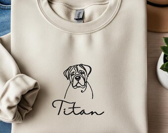 Gepersonaliseerde geborduurde Cane Corso-sweater - Minimalist Dog Art
