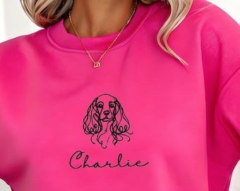 Personalized Cocker Spaniel Embroidered Sweatshirt - Minimalist Dog Art