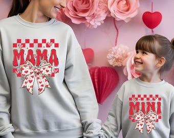 Mama & Mini Valentine Sweatshirts, DTF Printed Matching Set