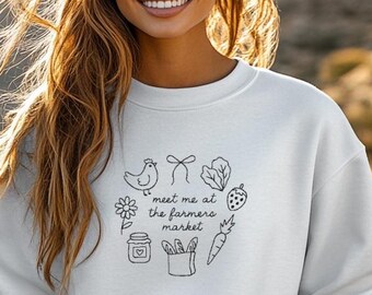 Meet Me at the Farmers Market Embroidered Tote Bag, Produce, Veggies ...