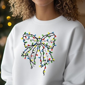 Coquette Christmas Bow Embroidered Sweatshirt - Gildan Soft Blend