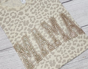 Camiseta MAMA, camisa con estampado de leopardo