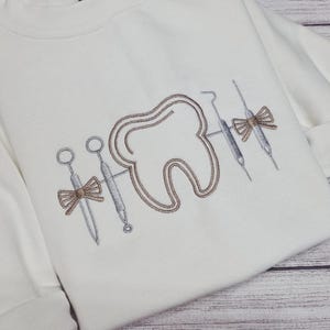 Dentist Embroidered Sweatshirt, Dental Icons Sweatshirt