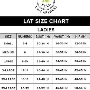 May include: A size chart for women's clothing, showing sizes from small to 3X-large. The chart lists the corresponding numeric size, bust, waist, and hip measurements in inches.