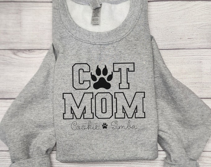 Personalized CAT MOM Sweatshirt Embroidered