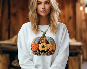 Preppy blommig pumpa-lapptäcke med grafisk tröja