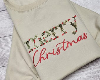 Sudadera bordada Feliz Navidad: alegría navideña