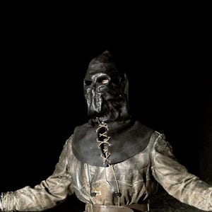 Dark Ritual Leather Mask – Post-Apocalyptic Festival Hood