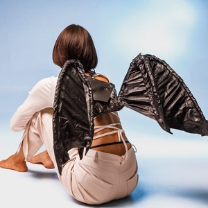 Removable Leather Wings of dragon-backpack, with lightning pattern,  can wear just on shoulders with use straps of original dragon-backpack