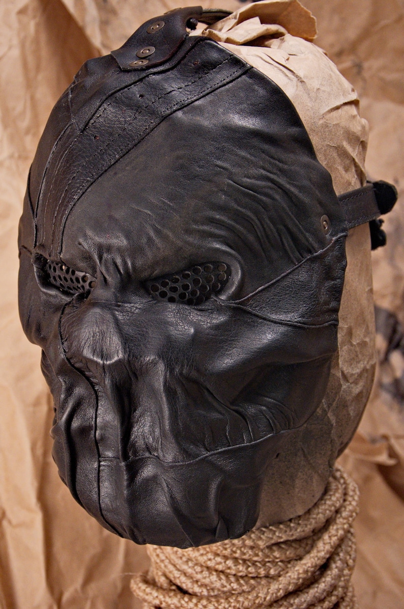 Black Leather Mask furious fighter mask Postapocalyptic