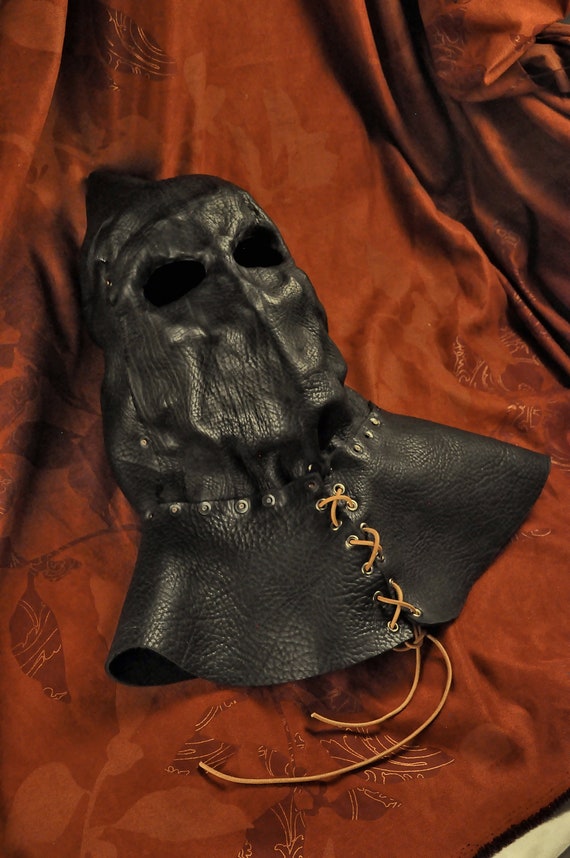 Executioner Hood Black Leather Emotional Rage Maskhood Etsy