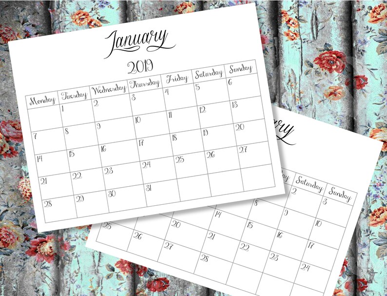 2019 Printable Calendar Wall Monthly Desk Pdf Wandkalender Pad