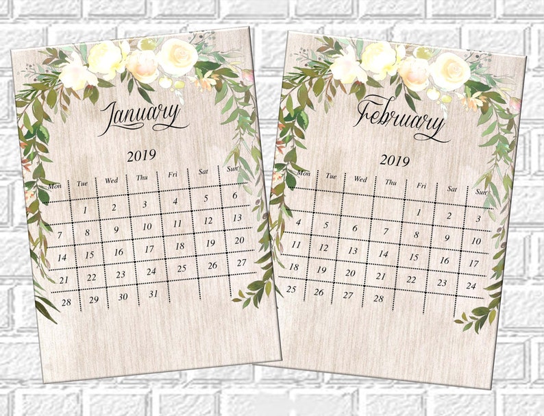 Fl Calendar 2019 Printable Monthly Desk Pdf Mini Desktop Small
